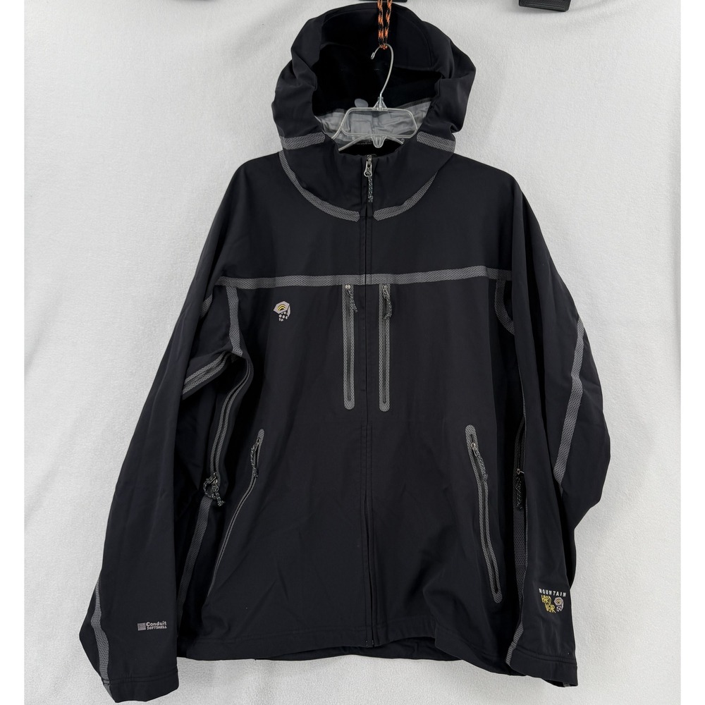 Mountain Hardwear Conduit Softshell Jacket Mens XL Black Hooded OM2113